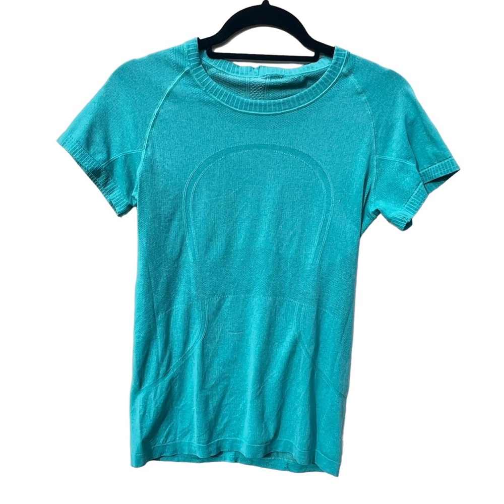 Lululemon swiftly tech short sleeve turquoise blue size 8 top